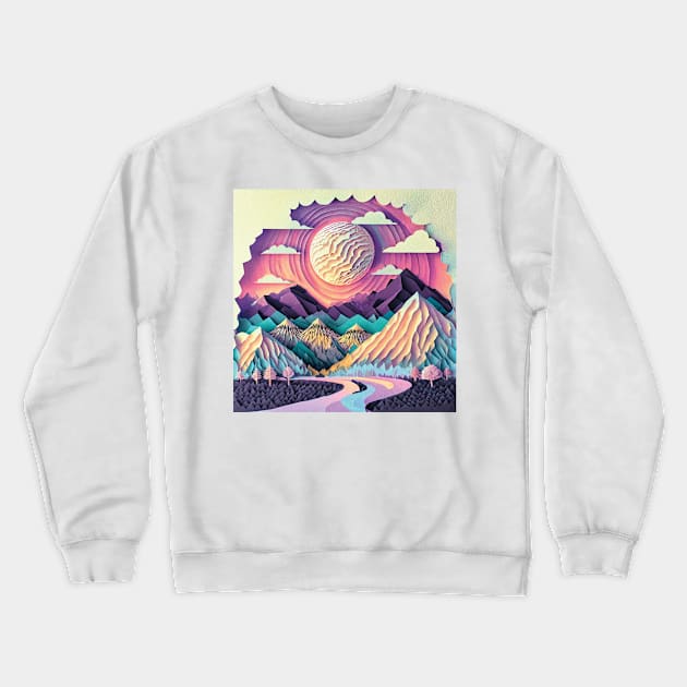 Abstract Paper Nature Scene Crewneck Sweatshirt by Rosey Elisabeth